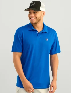 Huk Gear Polos|Performance Tops-Icon Performance Polo Ocean Blue