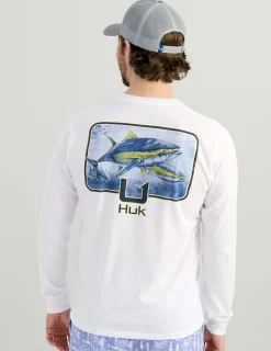 Huk Gear T-Shirts-KC Art Series Long Sleeve Pocket Tee White Tuna