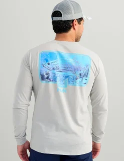 Huk Gear T-Shirts-KC Art Series Long Sleeve Pocket Tee Harbor Mist Tarpon