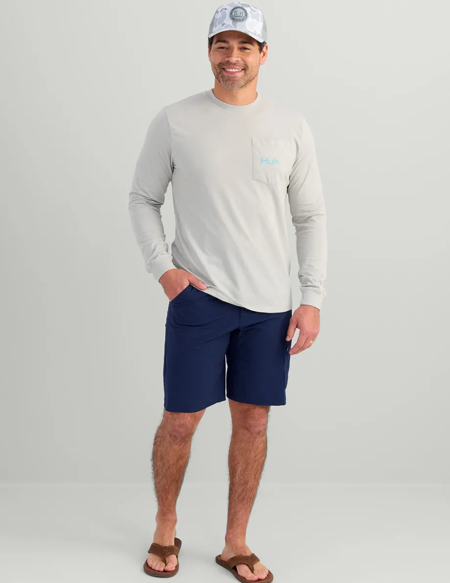 Huk Gear T-Shirts-KC Art Series Long Sleeve Pocket Tee Harbor Mist Tarpon
