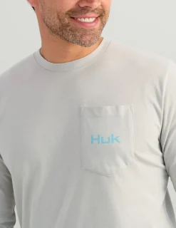 Huk Gear T-Shirts-KC Art Series Long Sleeve Pocket Tee Harbor Mist Tarpon