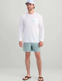 Huk Gear T-Shirts-KC Art Series Long Sleeve Pocket Tee White Marlin