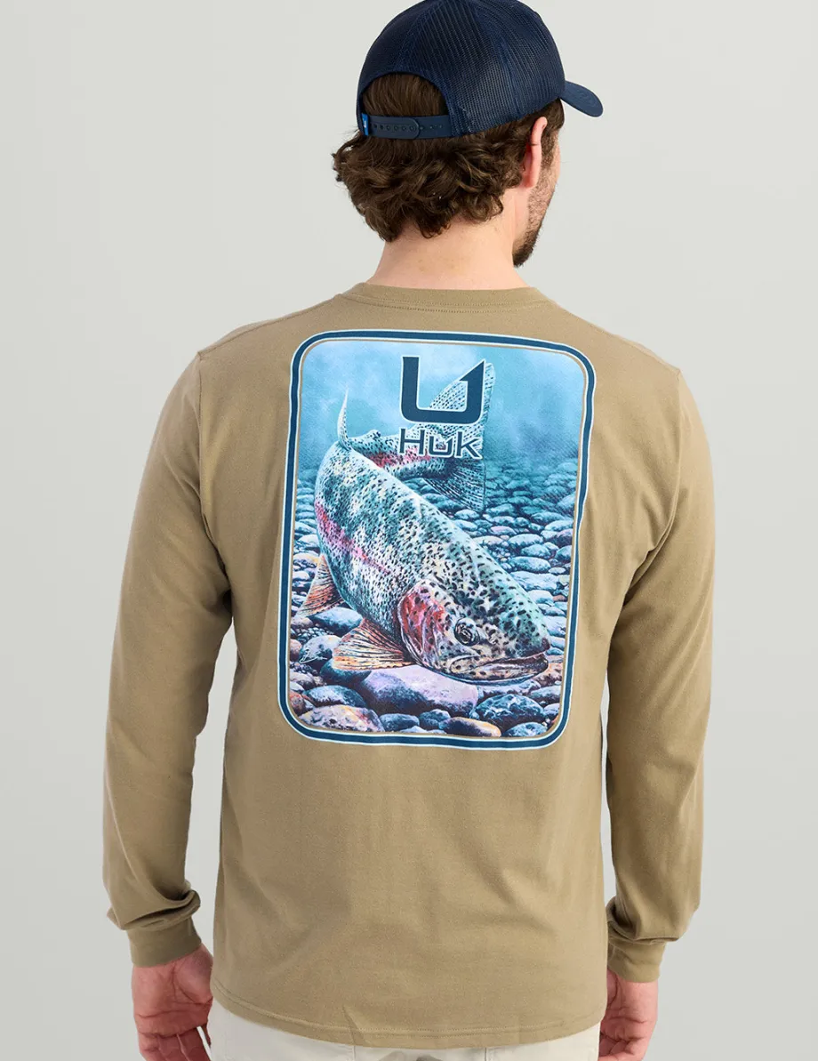 Huk Gear T-Shirts-KC Art Series Long Sleeve Pocket Tee Overland Trout