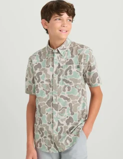 Huk Gear Button Downs-KC Kids Kona Short Sleeve Button-Down KC Volcanic Ash Camo
