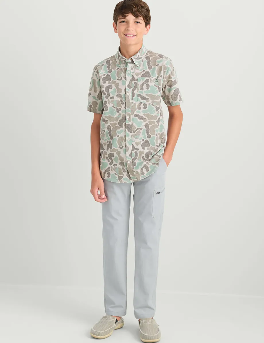 Huk Gear Button Downs-KC Kids Kona Short Sleeve Button-Down KC Volcanic Ash Camo