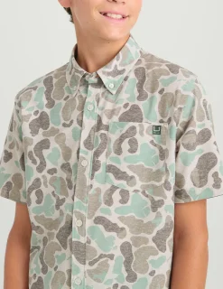 Huk Gear Button Downs-KC Kids Kona Short Sleeve Button-Down KC Volcanic Ash Camo