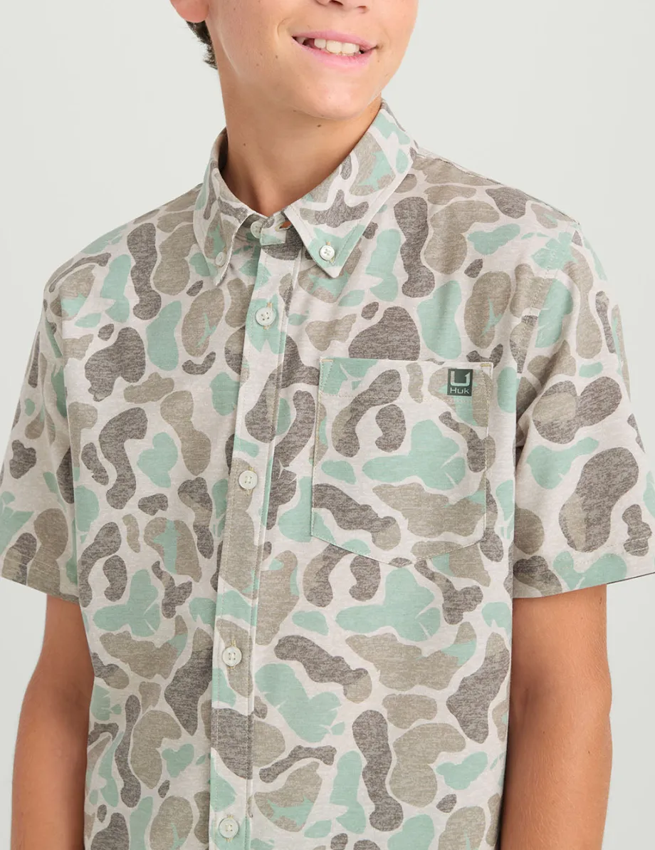 Huk Gear Button Downs-KC Kids Kona Short Sleeve Button-Down KC Volcanic Ash Camo
