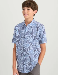 Huk Gear Button Downs-KC Kids Kona Short Sleeve Button-Down KC Water Camo