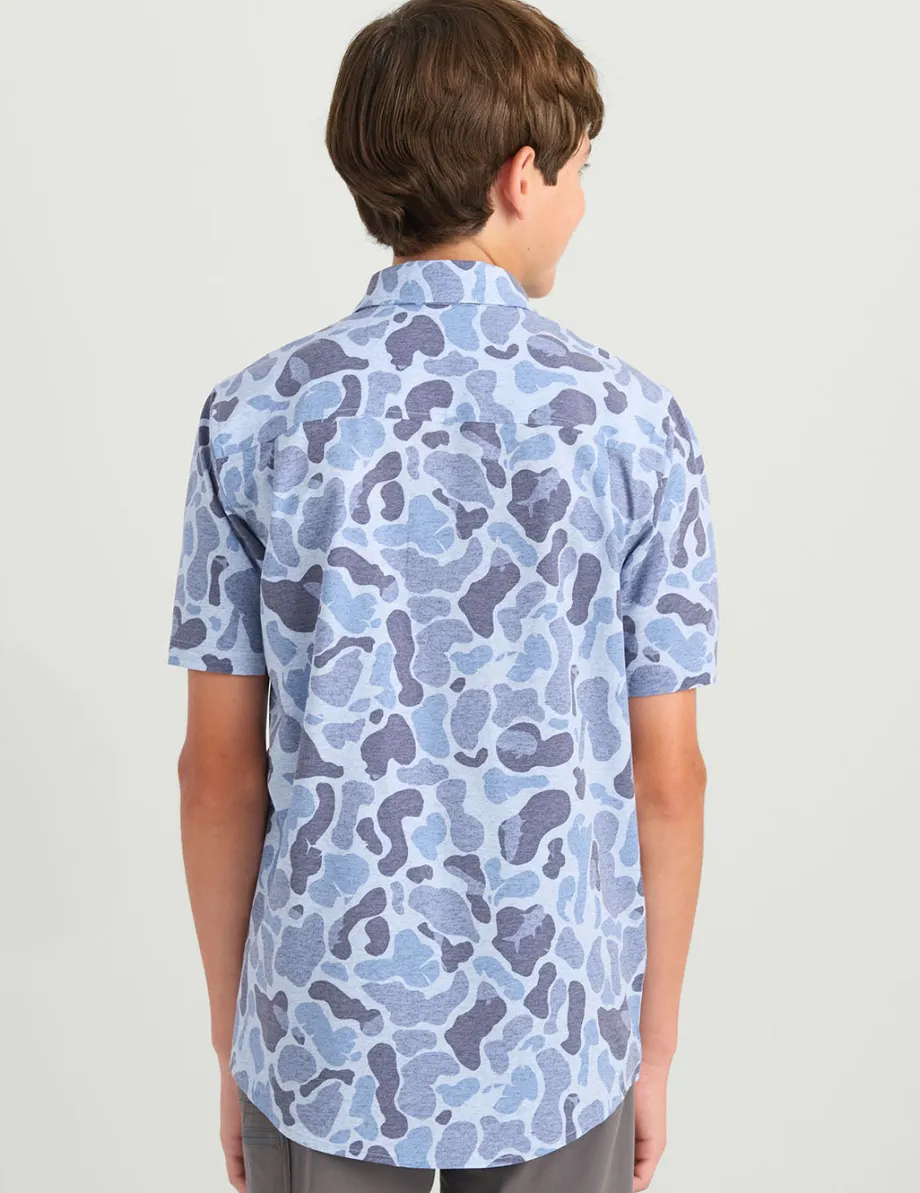 Huk Gear Button Downs-KC Kids Kona Short Sleeve Button-Down KC Water Camo