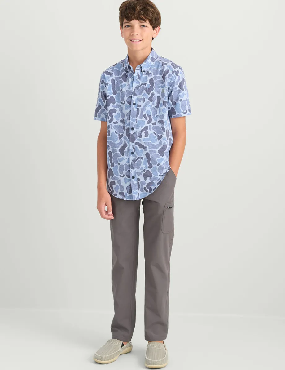 Huk Gear Button Downs-KC Kids Kona Short Sleeve Button-Down KC Water Camo
