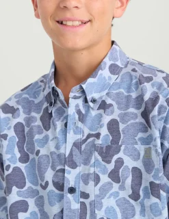 Huk Gear Button Downs-KC Kids Kona Short Sleeve Button-Down KC Water Camo