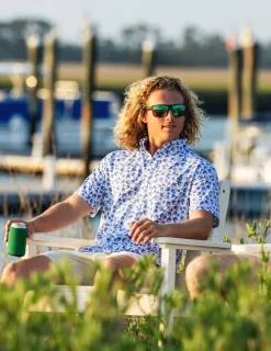 Huk Gear Button Downs-KC Kona Button-Down White Mini Marlin