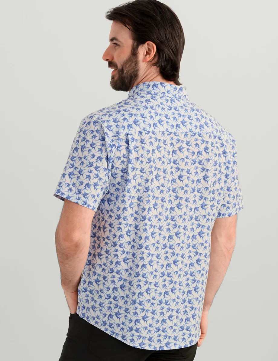 Huk Gear Button Downs-KC Kona Button-Down White Mini Marlin