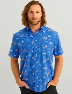 Huk Gear Button Downs-KC Kona Button-Down KC Ocean Blue Flying High