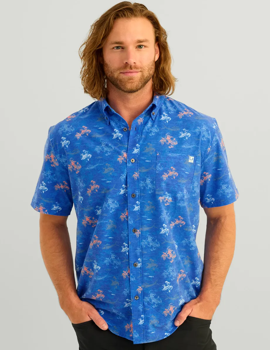 Huk Gear Button Downs-KC Kona Button-Down KC Ocean Blue Flying High