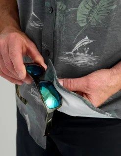 Huk Gear Button Downs-KC Kona Button-Down Volcanic Ash Monstera
