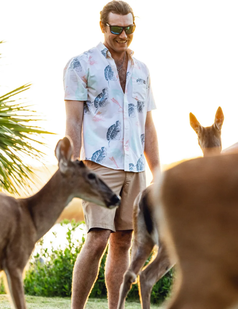 Huk Gear Button Downs-KC Kona Button-Down Egret Monstera