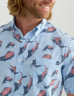 Huk Gear Button Downs-KC Kona Button-Down KC Windsurfer Fins and Stripes