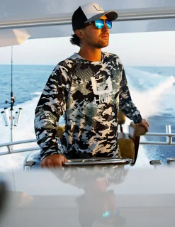 Huk Gear Performance Tops-KC Print Icon Performance Hoodie KC Black Grazier 2