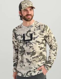Huk Gear Performance Tops-KC Print Icon Performance Crew Moss Grazier