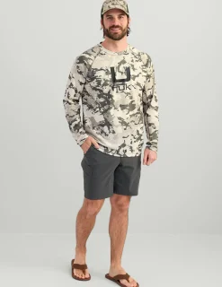 Huk Gear Performance Tops-KC Print Icon Performance Crew Moss Grazier