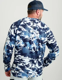 Huk Gear Performance Tops-KC Print Icon Performance Crew Marolina Blue Grazier
