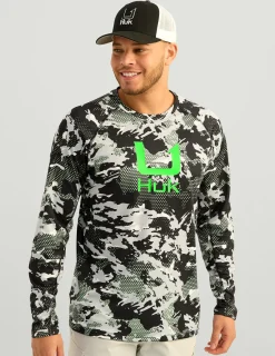 Huk Gear Performance Tops-KC Print Icon Performance Crew Black Grazier