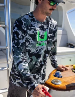 Huk Gear Performance Tops-KC Print Icon Performance Crew Black Grazier