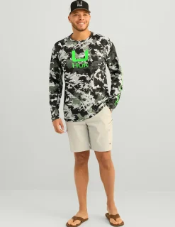 Huk Gear Performance Tops-KC Print Icon Performance Crew Black Grazier