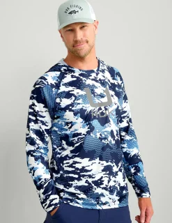 Huk Gear Performance Tops-KC Print Icon Performance Hoodie KC Marolina Blue Grazier