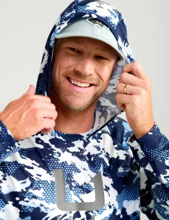 Huk Gear Performance Tops-KC Print Icon Performance Hoodie KC Marolina Blue Grazier