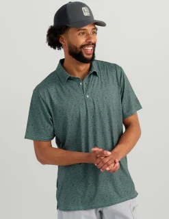 Huk Gear Polos|Performance Tops-KC Print Pursuit Performance Polo North Atlantic Mini Fish