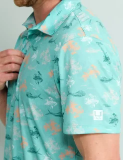 Huk Gear Polos-KC Print Pursuit Performance Polo KC Marine Blue
