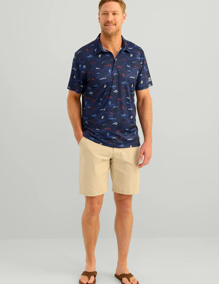 Huk Gear Polos-KC Print Pursuit Performance Polo KC Naval Academy Free Scale