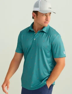 Huk Gear Polos-KC Print Pursuit Performance Polo KC Storm Blue