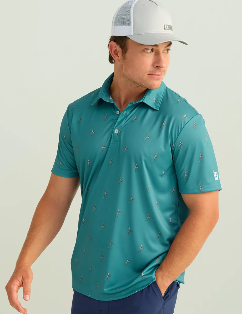 Huk Gear Polos-KC Print Pursuit Performance Polo KC Storm Blue