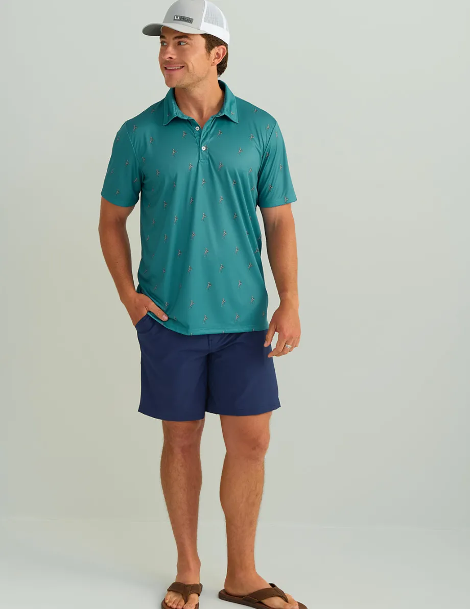 Huk Gear Polos-KC Print Pursuit Performance Polo KC Storm Blue