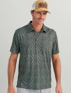Huk Gear Polos|Performance Tops-KC Print Pursuit Performance Polo Volcanic Ash Mini Fish