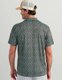 Huk Gear Polos|Performance Tops-KC Print Pursuit Performance Polo Volcanic Ash Mini Fish