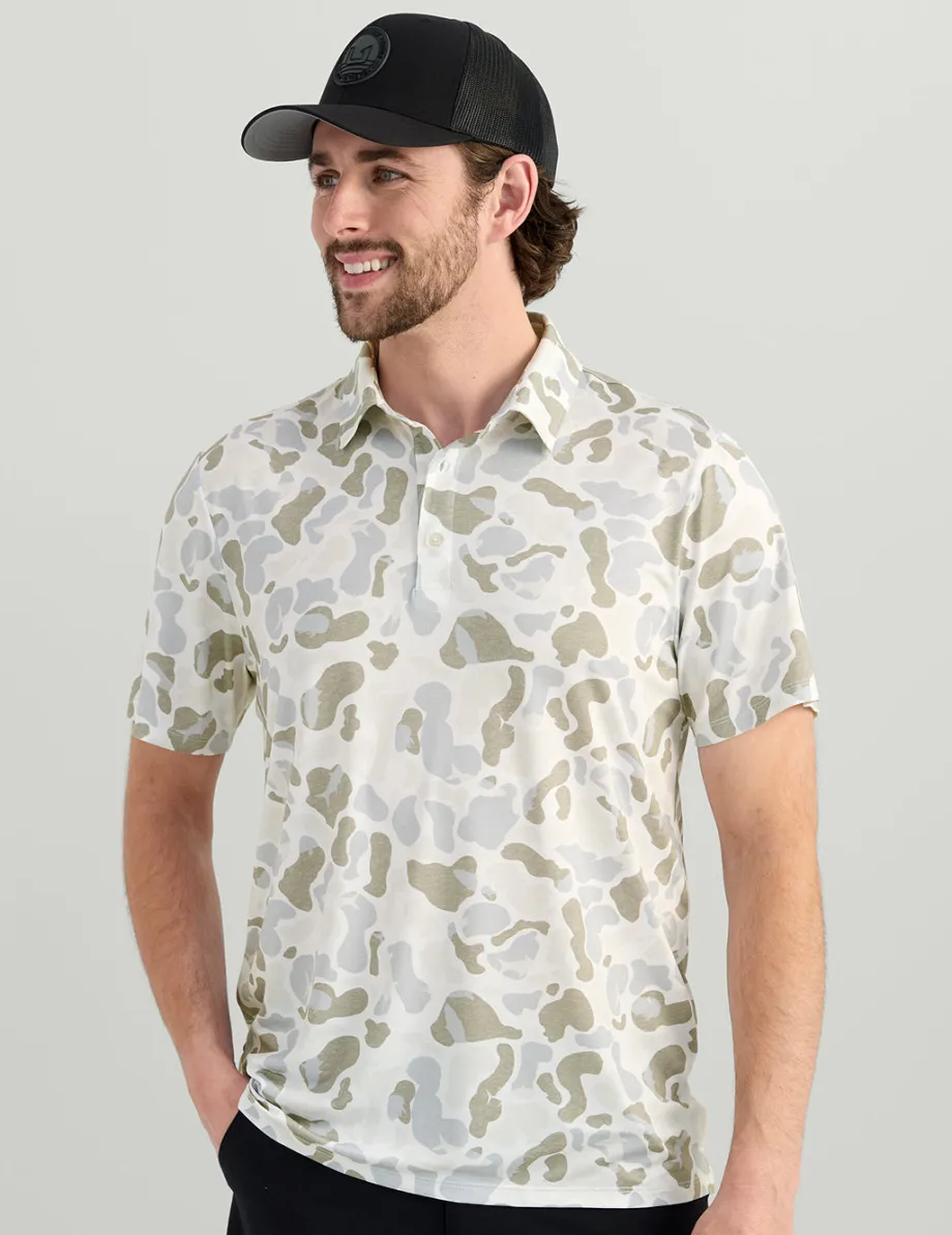 Huk Gear Polos|Performance Tops-KC Print Pursuit Performance Polo KC White Camo
