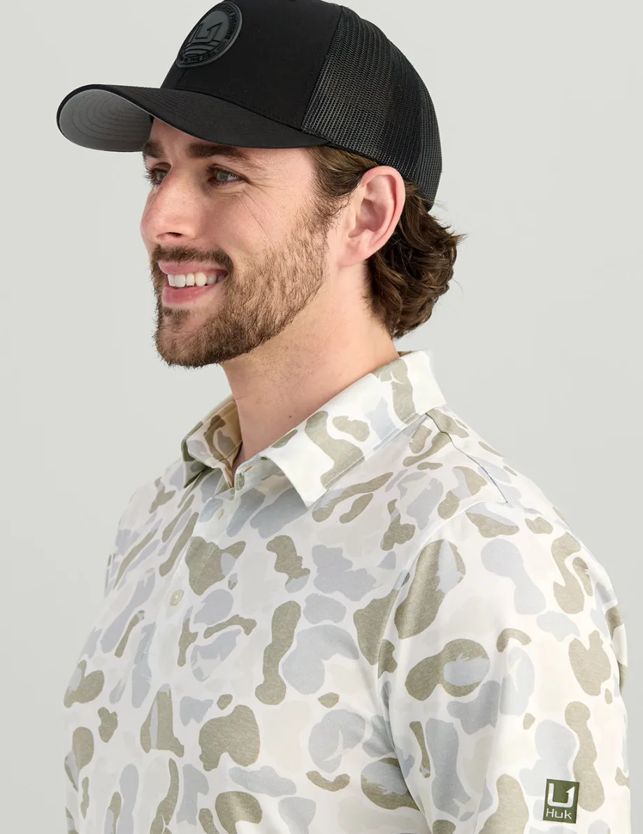 Huk Gear Polos|Performance Tops-KC Print Pursuit Performance Polo KC White Camo