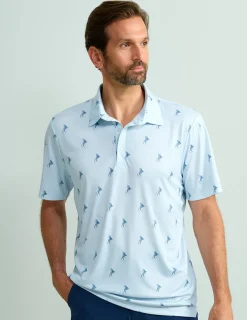 Huk Gear Polos-KC Print Pursuit Performance Polo Marlin Lure Ice Water