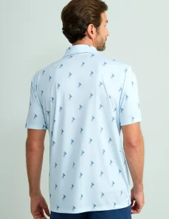 Huk Gear Polos-KC Print Pursuit Performance Polo Marlin Lure Ice Water