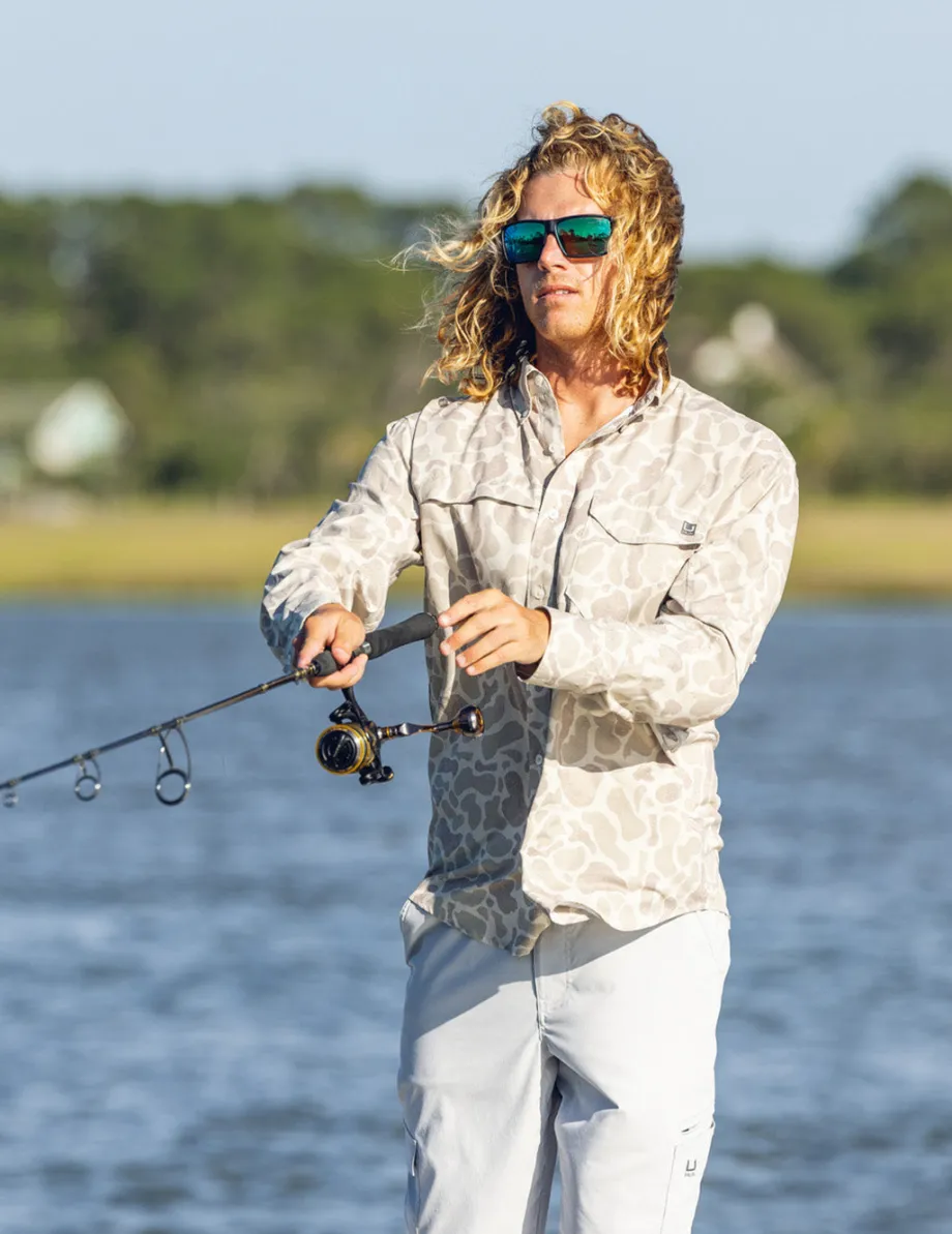 Huk Gear Button Downs-KC Print Tide Point Button-Down KC Sand Camo