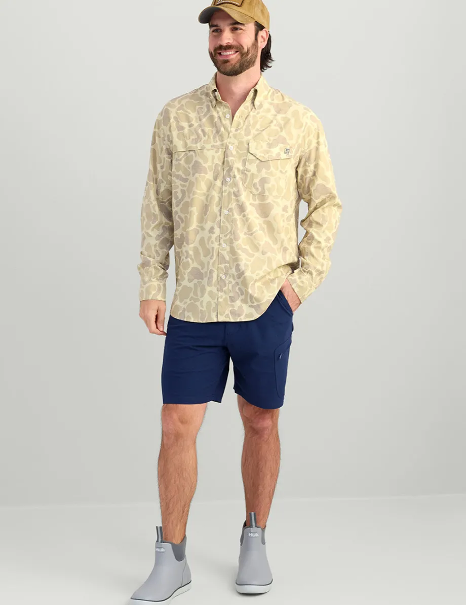 Huk Gear Button Downs-KC Print Tide Point Button-Down KC Sand Camo