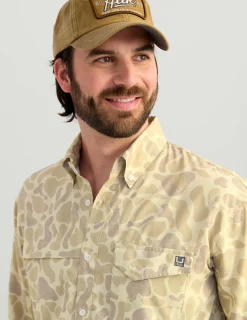 Huk Gear Button Downs-KC Print Tide Point Button-Down KC Sand Camo