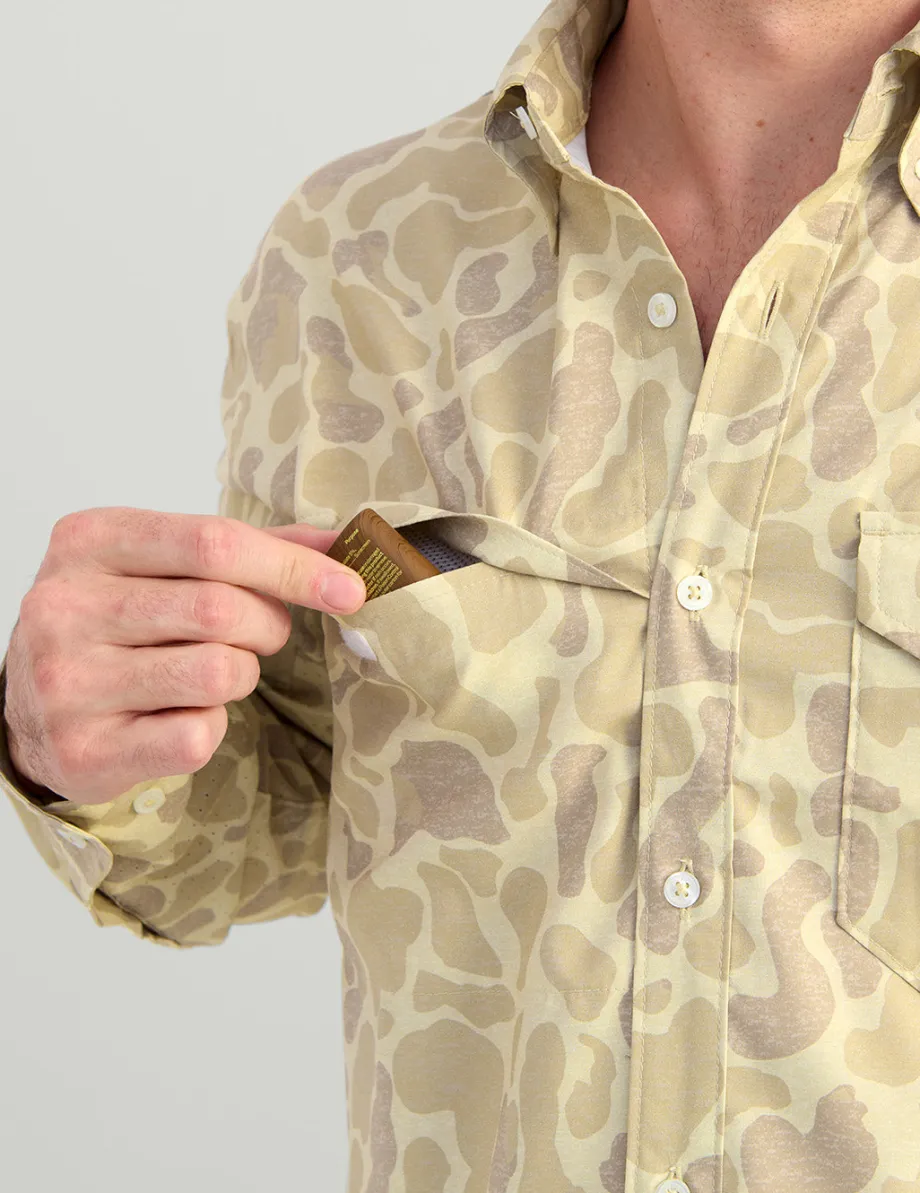 Huk Gear Button Downs-KC Print Tide Point Button-Down KC Sand Camo