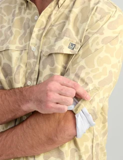 Huk Gear Button Downs-KC Print Tide Point Button-Down KC Sand Camo