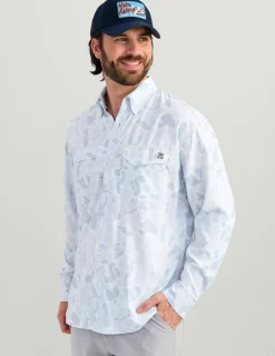 Huk Gear Button Downs-KC Print Tide Point Button-Down KC Sky Camo