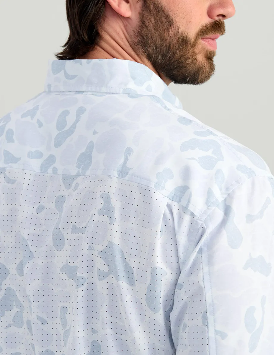Huk Gear Button Downs-KC Print Tide Point Button-Down KC Sky Camo